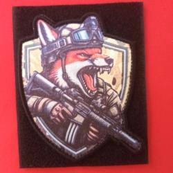 ÉCUSSON COMMANDO ELITE TACTIQUE MILITAIRE  RENARD SCRATCH DIMENSIONS 8CM