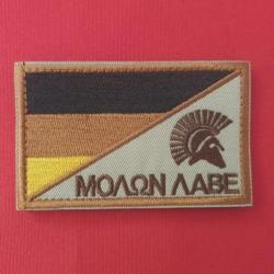 ÉCUSSON SPARTIATE - PATCH BRODÉ MOLON LABE 8 CM