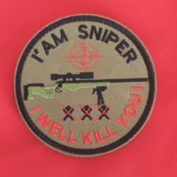 ÉCUSSON MILITAIRE TACTILE TIREUR D'ÉLITE 3D SNIPER CIBLE 8 CM  SCRATCH