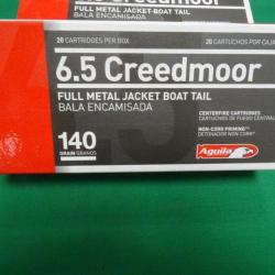 Lot de 2 boites de Cartouches de 6.5 Creedmoor FMJ 140 Grs AGUILA soit 40 cartouches