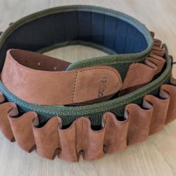 Cartouchière en cuir retourné et cordura cal 12 - 30 tubes