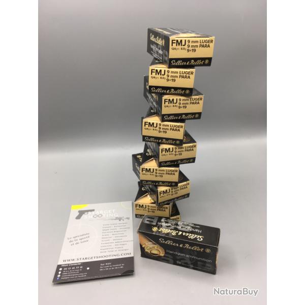 500 Munitions 9mm Sellier Bellot 124g FMJ (10 boites) FRAIS DE PORT OFFERT