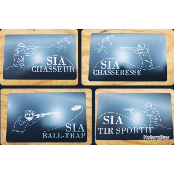 Carte SIA personnalise - Chasseur / Tireur / Chasseresse / Ball-Trap