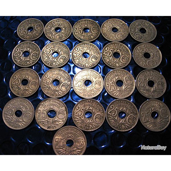 France  serie de 21 pieces de 25 centimes LINDAUER 1917-1939 ttb