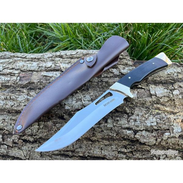 COUTEAU DROIT 25CM BOIS ET LAITON ETUI CUIR enchre