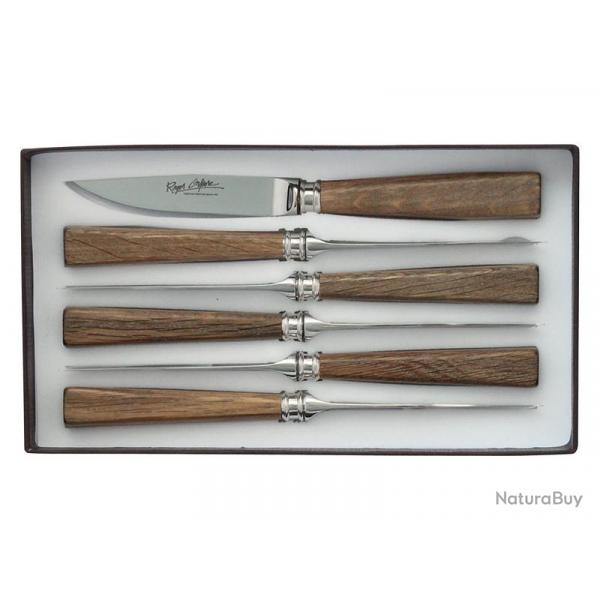COFFRET 6 COUTEAUX STEACK INOX CHENE
