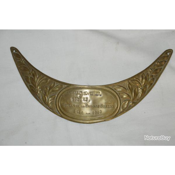 PLAQUE CASQUE ADRIAN "SOLDAT DE LA GRANDE GUERRE 1914-1918"-Capt SCHREINER-153 REGIMENT INFANTERIE