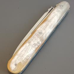 ANCIEN COUTEAU ROUENNAIS, THIERS, XXème, manche CORNE, guilloché.