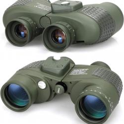 Jumelles Nautiques Étanches 10x50 avec Télémètre Boussole BAK4 Marine Navigation Chasse Observation
