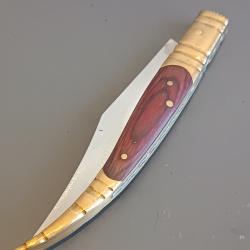 ANCIEN COUTEAU, manche bois, guilloché