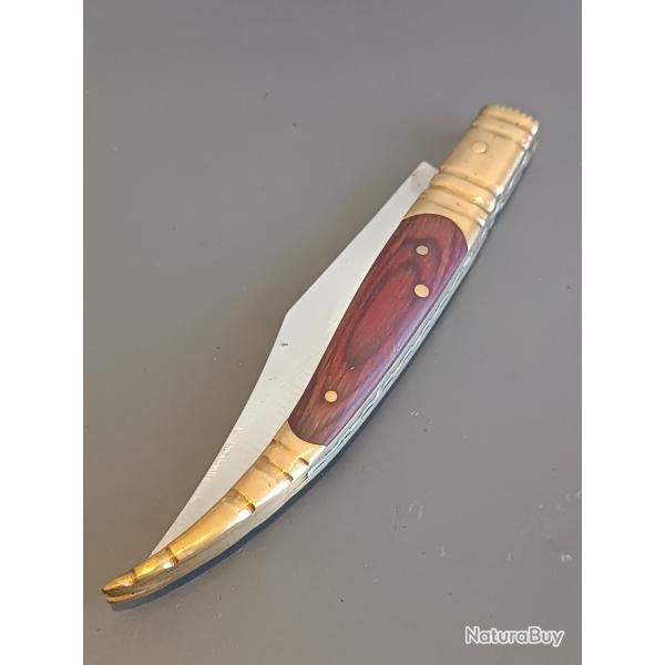 ANCIEN COUTEAU, manche bois, guilloch