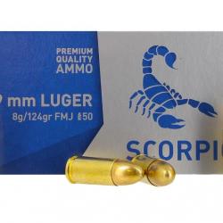 Cartouches STV Scorpio cal : 9x19 124gr FMJ X50