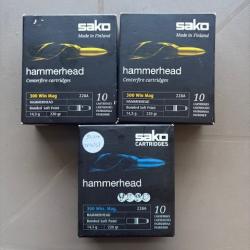 munitions sako hammerhead calibre 300 win 220gr destockage chasse