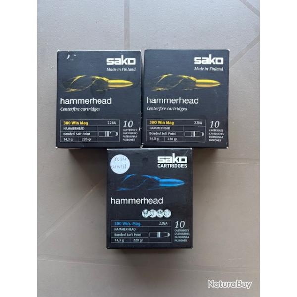munitions sako hammerhead calibre 300 win 220gr destockage chasse
