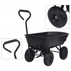 Chariot à main à bascule de jardin 300 kg 75 L Noir