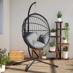 Support de chaise suspendue en forme d'oeuf anthracite acier