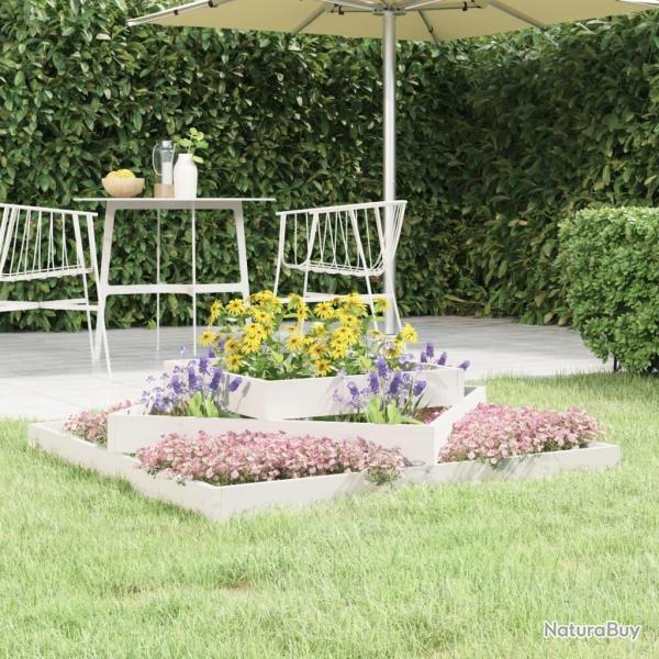 Jardinire Blanc 112x112x27 cm Bois massif de pin
