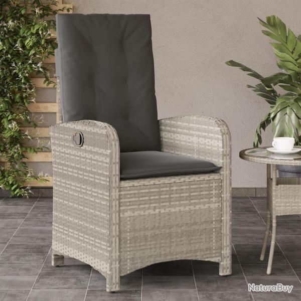 Chaise inclinable de jardin coussins gris clair rsine tresse