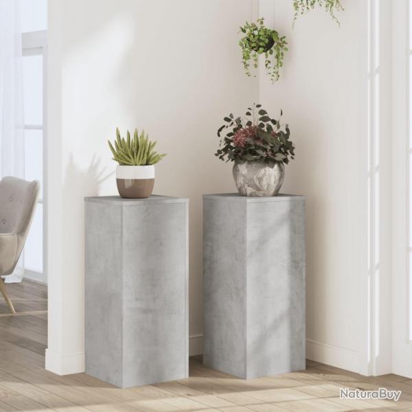 Supports pour plantes 2 pcs gris bton bois d'ingnierie