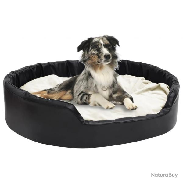Lit pour chiens Noir et beige 99x89x21 cm Peluche et similicuir