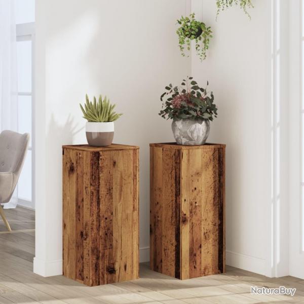 Supports pour plantes 2 pcs vieux bois bois d'ingnierie