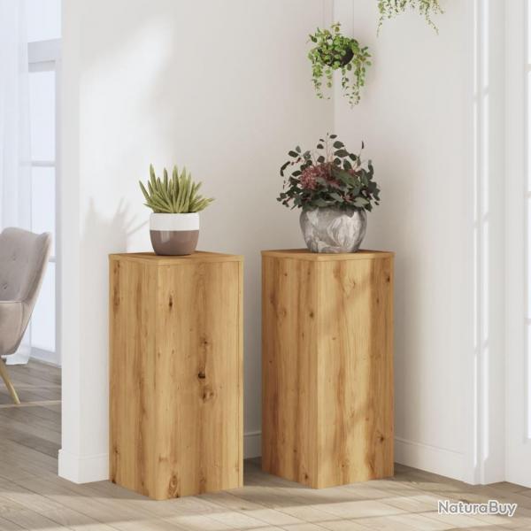 Supports pour plantes 2 pcs chne artisanal bois d'ingnierie
