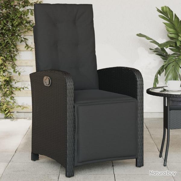 Chaise inclinable de jardin et repose-pied noir rsine tresse