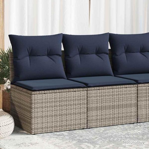 Salon de jardin 2 pcs avec coussins gris rsine tresse acacia