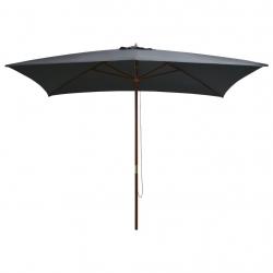 Parasol d'extérieur avec mât en bois 200x300 cm anthracite
