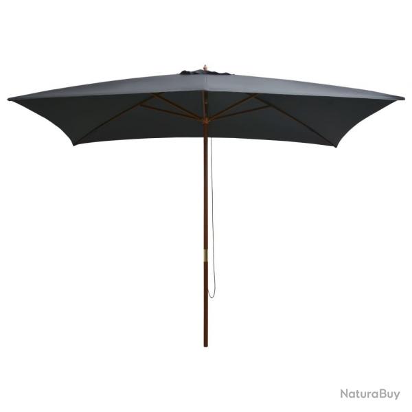 Parasol d'extrieur avec mt en bois 200x300 cm anthracite