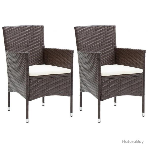 Chaises  manger de jardin lot de 2 Rsine tresse Marron