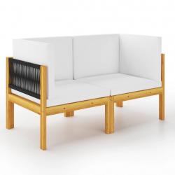 Banc de jardin à 2 places avec coussins Bois d'acacia massif