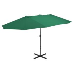 Parasol d'extérieur et mât en aluminium 460x270 cm vert