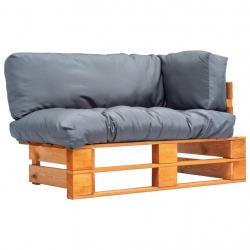 Canapé palette de jardin avec coussins gris bois de pin