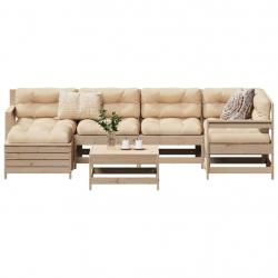 Salon de jardin 7 pcs bois de pin massif
