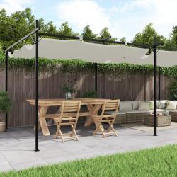 Pergola avec toit rétractable crème 589x292x230 cm