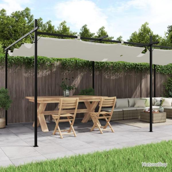 Pergola avec toit rtractable crme 589x292x230 cm