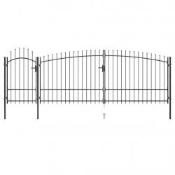 Portail de clôture de jardin avec dessus en lance 5x2,25 m Noir