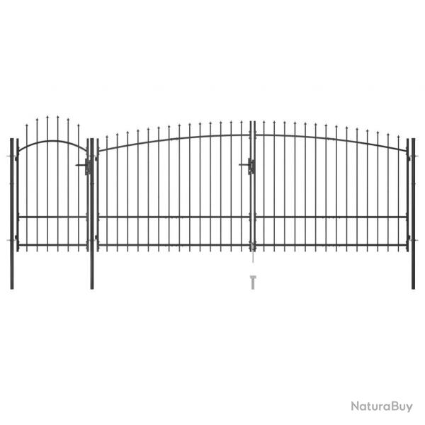 Portail de clture de jardin avec dessus en lance 5x2,25 m Noir
