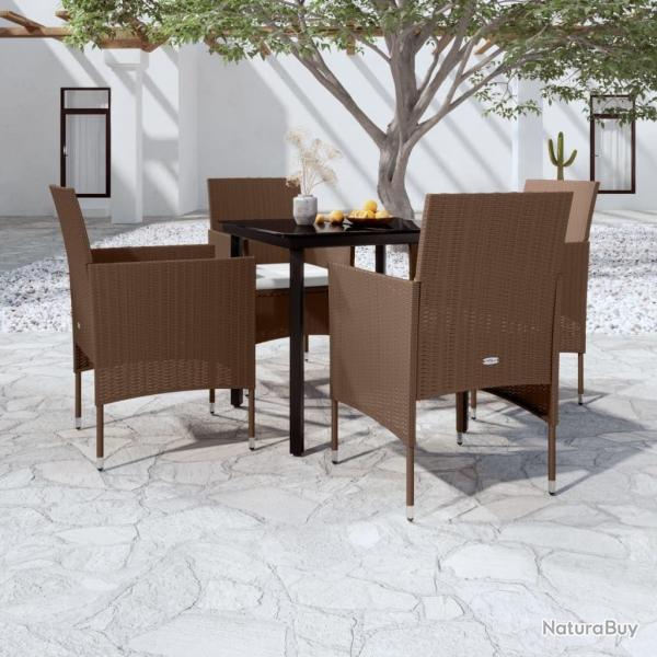 Ensemble  manger de jardin coussins 5 pcs Marron/noir