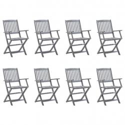 Chaises pliables d'extérieur lot de 8 et coussins Bois d'acacia