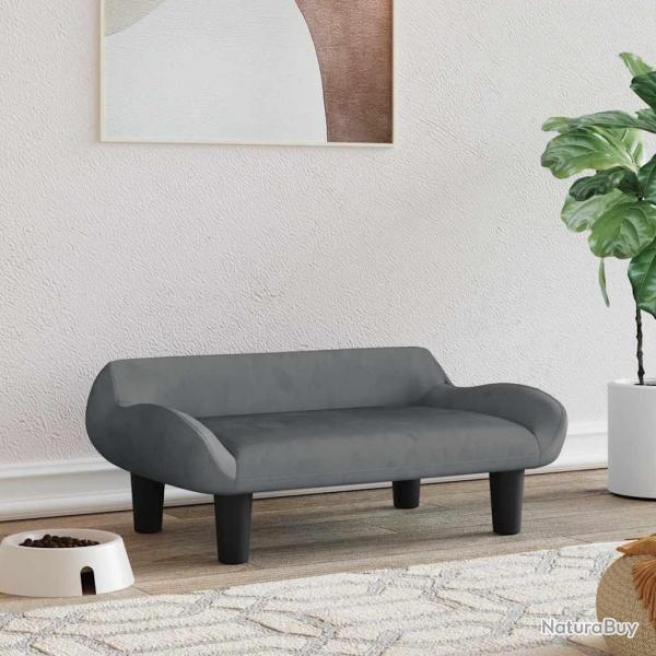 Lit pour chien gris fonc 70x40x24 cm velours
