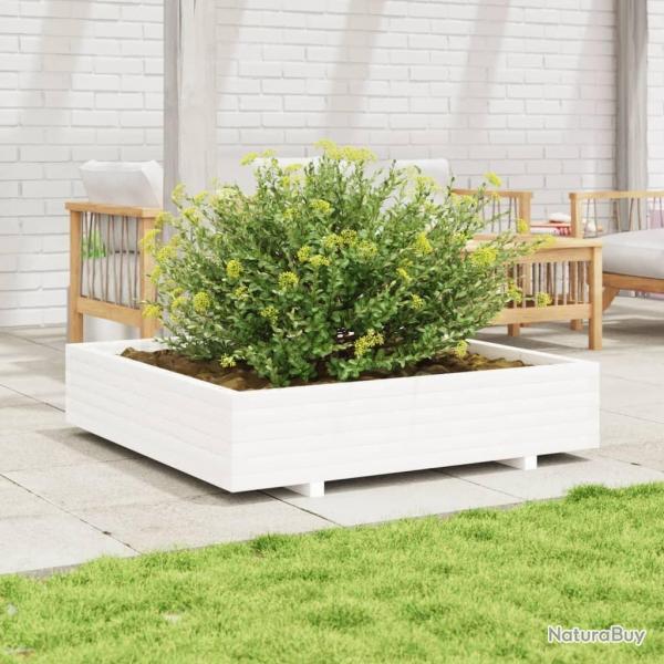 Jardinire blanc 110x110x26,5 cm bois de pin massif
