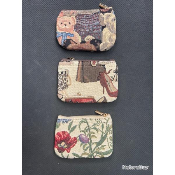 lot de trois portes monnaies avec motif diffrents dstockage enchre 1