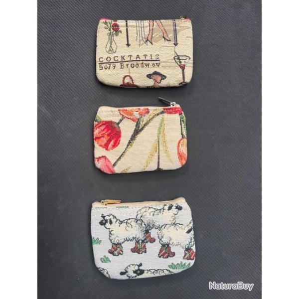 lot de trois portes monnaies avec motif diffrents dstockage enchre 2