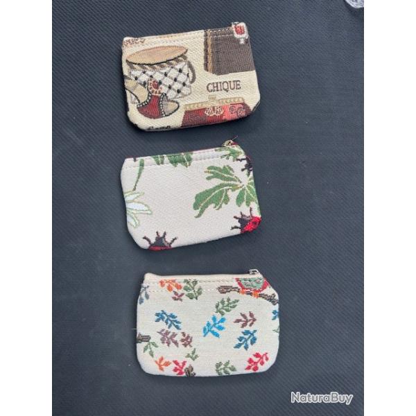 lot de trois portes monnaies avec motif diffrents dstockage enchre 6
