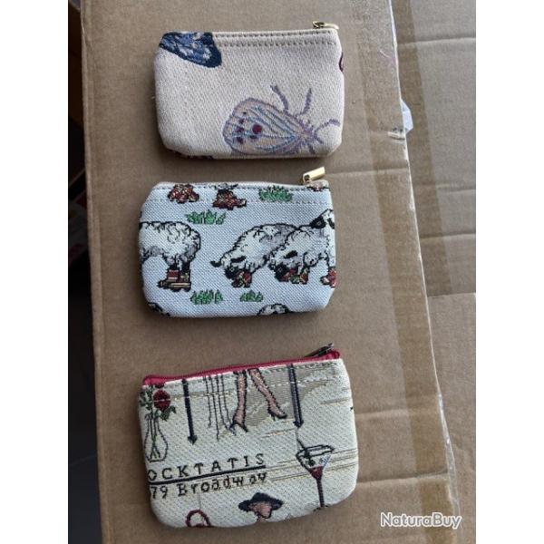 lot de trois portes monnaies avec motif diffrents dstockage enchre 10