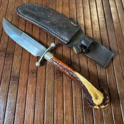 BEAU COUTEAU ALLEMAND P.I.C SOLINGEN MANCHE PLEIN BOIS DE CERF ANNÉE 50