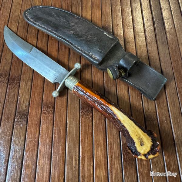 BEAU COUTEAU ALLEMAND P.I.C SOLINGEN MANCHE PLEIN BOIS DE CERF ANNE 50