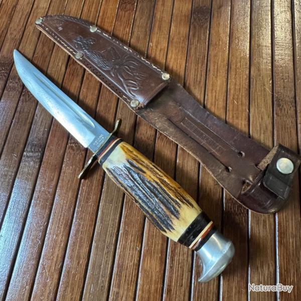 COUTEAU POIGNARD VINTAGE ALLEMAND SOLINGEN KIENEL & PIEL BOIS DE CERF
